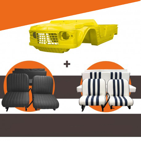 Mehari Karosseriesatz gelb Atacama altes Modell inkl. Sitzen nach Farbwahl Mehari Karosseriesatz gelb Atacama altes Modell inkl. Sitzen nach Farbwahl