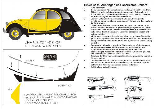 Charleston Dekor komplett, Schwarz/Gelb, Streifen in Silber Spezialmodell